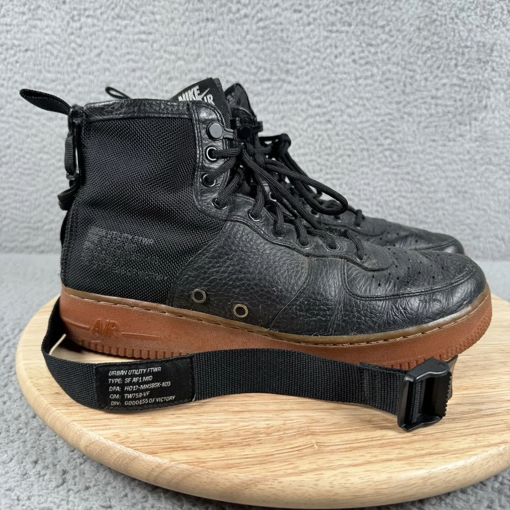 Nike Air Force 1 SF AF1 Mid‎ Mens 9 Black Gum Urban Utility Shoes 917753-003
